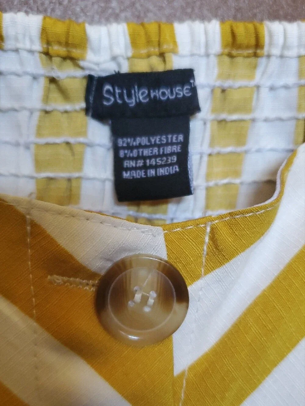 Striped Yellow and White Button-Front Sundress - Picture 2 of 3